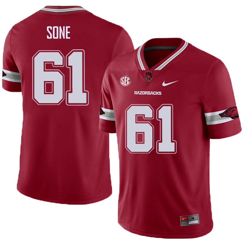 Men #61 Cooper Sone Arkansas Razorback College Football Alternate Jerseys Sale-Cardinal